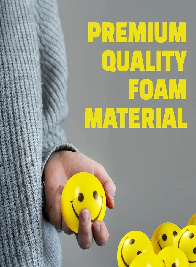 Magrido Smiley Stress Reliever Squeeze Ball for Kids & Adults | Soft Foam Anti-Stress Therapy Ball | Smiley Face Toy for Fun & Relaxation | Yellow Color | Pack of 12 - Image 3